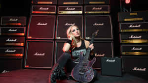 Rock Guitarist Marshall Amplifiers Backdrop Wallpaper