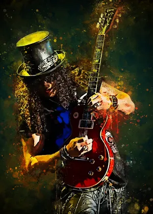 Rock Guitaristin Top Hat Wallpaper