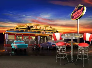 Rock It Retro Diner Cafe Wallpaper