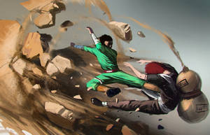 Rock Lee Kicking Gaara Wallpaper