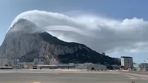 Rock Of Gibraltar Clouds Flowing Wallpaper