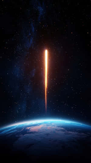 Rocket Launching Into The Starry Cosmos With Fiery Trail Wallpaper