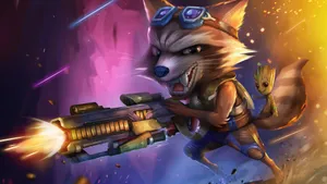 Rocket Raccoon In Action Wallpaper