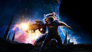 Rocket Raccoon In Action Wallpaper