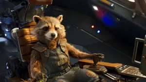 Rocket Raccoon In Spaceship Wallpaper