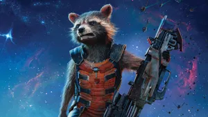 Rocket Raccoon Space Warrior Wallpaper