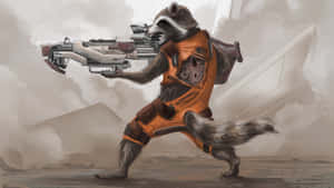 Rocket Raccoon With Blaster Wallpaper