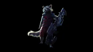 Rocket Raccoon With Large Weapon Wallpaper
