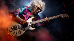 Rockstar Grandma Guitar Performance Wallpaper