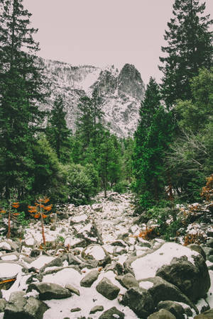 Rocky And Snowy Path Iphone Landscape Wallpaper