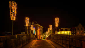 Roermond Nighttime Lights Bridge Wallpaper