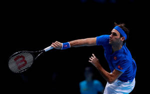 Roger Federer In Action During Atp World Cup Wallpaper