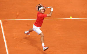Roger Federer In French Open Wallpaper