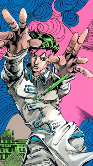 Rohan Kishibe Striking A Pose In His Iconic Style Wallpaper