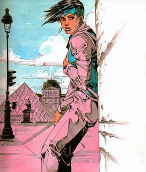 Rohan Kishibe Striking A Pose In Iconic Attire Wallpaper