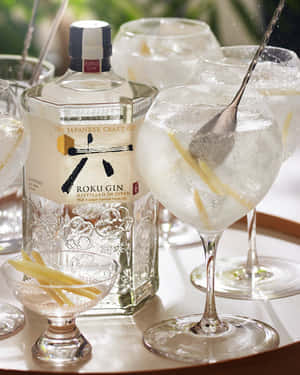 Roku Gin Cocktails Setup Wallpaper