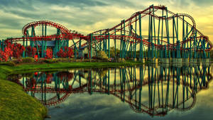 Roller Coaster Mirroring Water Reflection Wallpaper