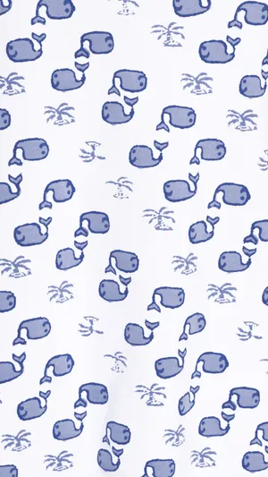 Roller Rabbit Blue Whales Pattern Wallpaper