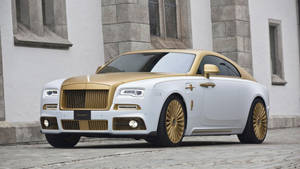 Rolls Royce Gold And White Wallpaper