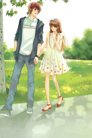 Romance Anime Couple Holding Hands Under Tree Wallpaper