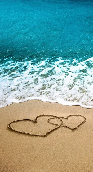 Romantic Beach Lovers' Sunset Wallpaper