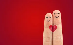 Romantic Couple Finger Red Wallpaper