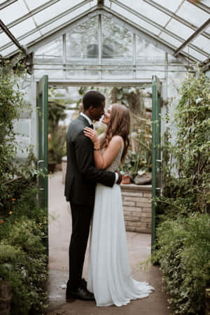 Romantic Couplein Conservatory Greenhouse Wallpaper