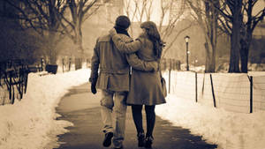 Romantic Couples In Winter Wallpaper