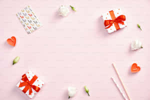 Romantic Giftsand Flowers Background Wallpaper