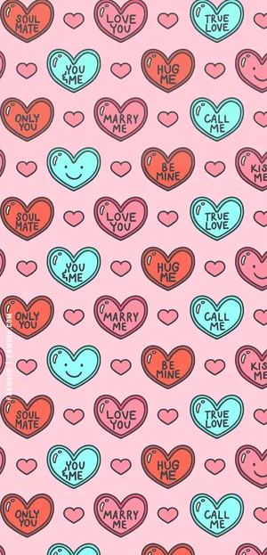Romantic Hearts Pattern Wallpaper Wallpaper