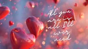 Romantic Heartsand Love Quote Wallpaper