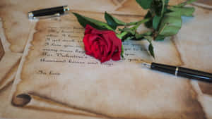Romantic Love Letter With Rose Wallpaper