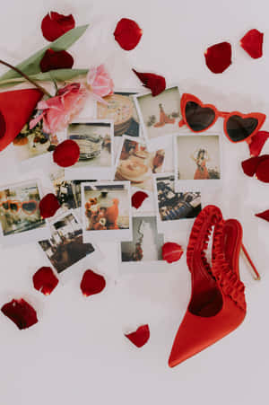 Romantic Red Aesthetic Flatlay Wallpaper