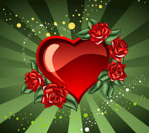 Romantic Rose Heart In Vibrant Red Wallpaper
