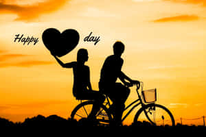 Romantic Sunset Bike Ride Love Day Wallpaper