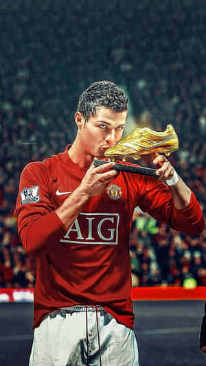 Ronaldo Kissing Golden Boot Wallpaper