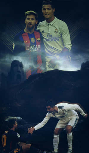 Ronaldo Messi Football Legends Collage Wallpaper