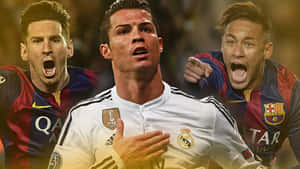 Ronaldo Messi Neymar Football Stars Collage Wallpaper