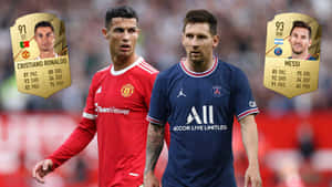 Ronaldo_vs_ Messi_ F I F A_ Cards_2022 Wallpaper