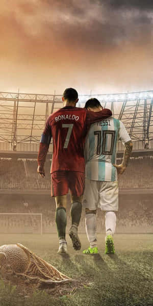 Ronaldoand Messi Football Legends Wallpaper