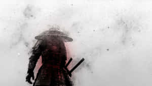 Ronin Warrior Standing Strong With A Sword Under A Cherry Blossom Tree Wallpaper