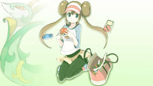 Rosa Holding A Pokeball Serperior Wallpaper