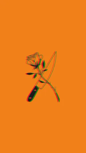Rose And Knife Orange Phone Wallpaper