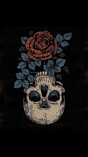 Rose Crowned Skull Artwork Wallpaper
