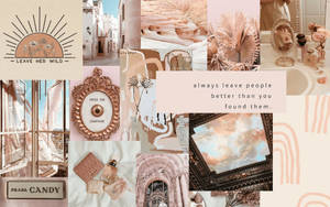 Rose Gold And Cream Collage Neutral Background Wallpaper