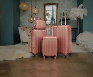 Rose Gold Luggage Set Vintage Room Aesthetic Wallpaper