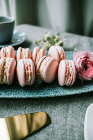 Rose Gold Macarons Pastel Aesthetic Wallpaper