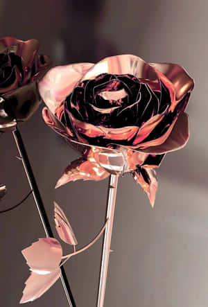 Rose Gold Metallic Roses Aesthetic Wallpaper