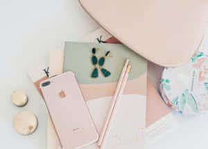 Rose Gold Pastel Flatlay Aesthetic Wallpaper