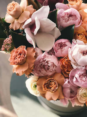 Rose Gold Pastel Floral Arrangement Wallpaper